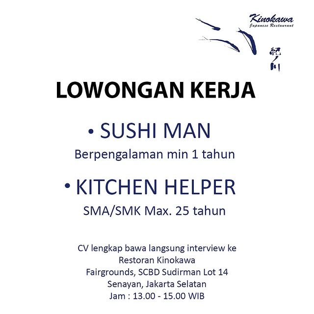 Flyer loker Sushi Man & Kitchen Helper di Kinokawa Japanese Restaurant